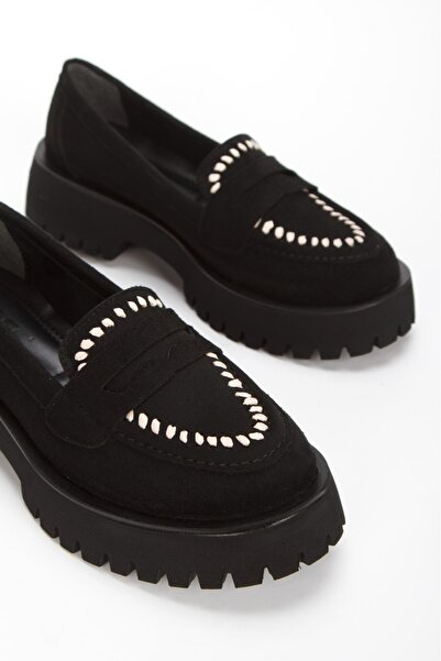 Miss Mitto Дамски черни суедни обувки с дебела подметка и удобна форма