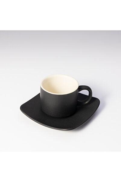 Malooki Set de 6 cești de espresso – exterior negru mat, interior alb (50 ml)