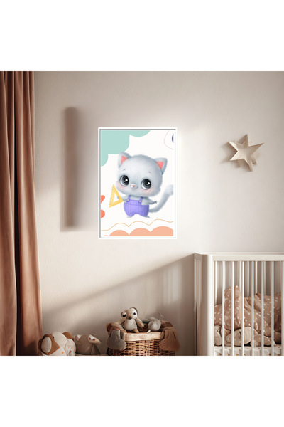 mixefor Newborn Room White Framed Animal Figure Canvas Painting