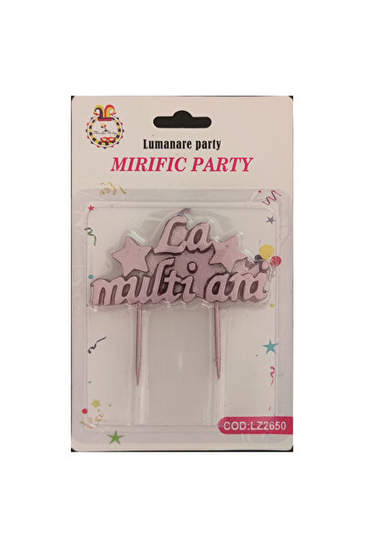 Mirific Party Lumânare roz pentru tort, 8,5×4 cm, „La mulți ani”