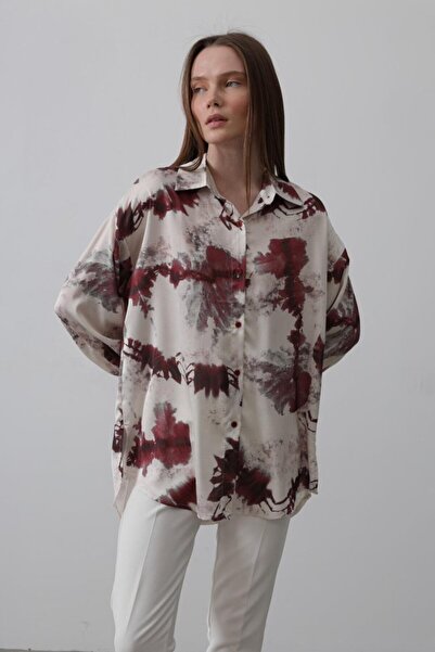 Lady Moss Printed Shirt - Claret Red