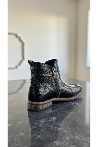 Mammamia D25Kb-8200 Black Patent Leather Genuine Leather Full Orthopedic Daily Women's Boots