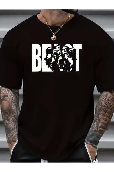 RAWEA FASHİON تي شيرت رجالي أنيق مقاس كبير بتصميم طباعة فريدة من نوعها - بوليستر مريح، يمكن غسله في الغسالة، مستدير