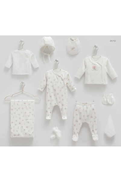 Caramell İncibaby 100% Cotton Floral Detailed Baby Girl Hospital Discharge Set New Season