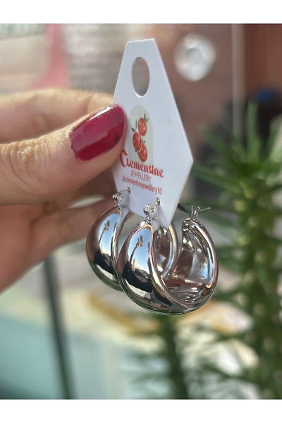 CLÊMENTINE Gümüş Kalın Halka Küpe | Çelik Xuping VIP