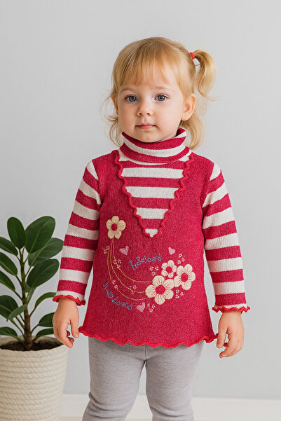 Arı Bebe Girl's Knitwear Glitter Applique Embroidered Sweater