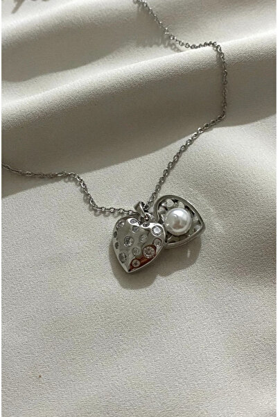stainless steell قلادة من اللؤلؤ على شكل قلب قابلة للطي وغير قابلة للبهتان من...