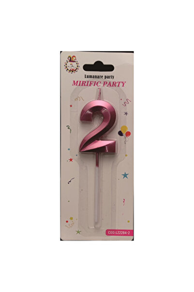 Mirific Party Lumânare tort, roz metalizat, 5 cm, numărul 2