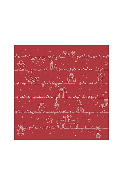 Ambiente Table napkins 33x33 cm Written Christmas wishes red FSC Mix