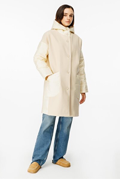 Micca Sporty Kaşe ve Kapitone Uyumlu Özel Kaban-Krem