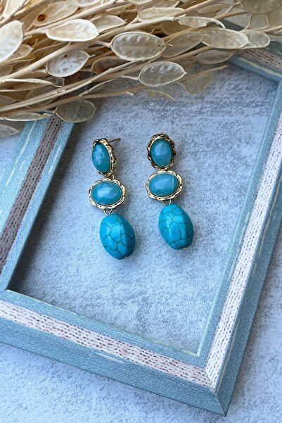 Meva Takı ve Aksesuar Sıra Natural Stone Earrings I Mev'Art Collection