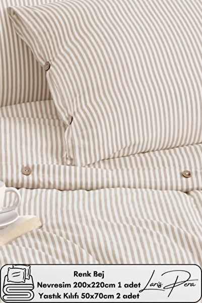 Larispera Σετ Παπλωματοθήκη Διπλό Παπλωματοθήκη με Κουμπιά Βαμμένο με Βαμβάκι 200x220 εκ.