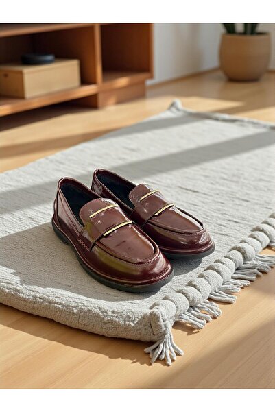 eforia Rachel R40224 Burgundy Patent Leather Genuine Leather Full Orthopedic Women's Casual Daily Shoes