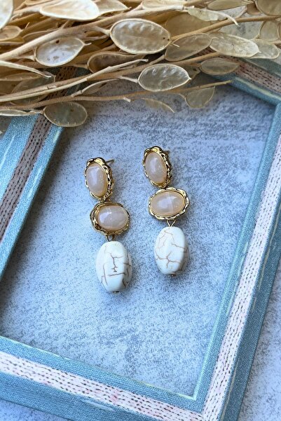 Meva Takı ve Aksesuar Sıra Natural Stone Earrings I Mev'Art Collection