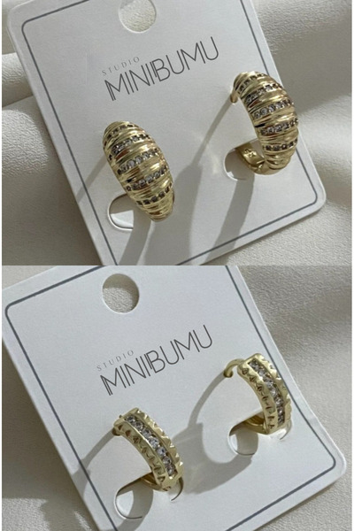 XUPING JEWELRY زوجان من الأقراط الذهبية اللون المصنوعة من الفولاذ المقاوم للص...