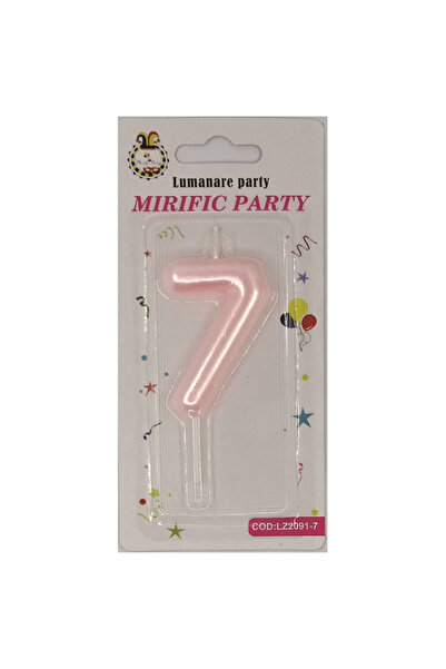 Mirific Party Pink number 7 cake candle, 6 cm