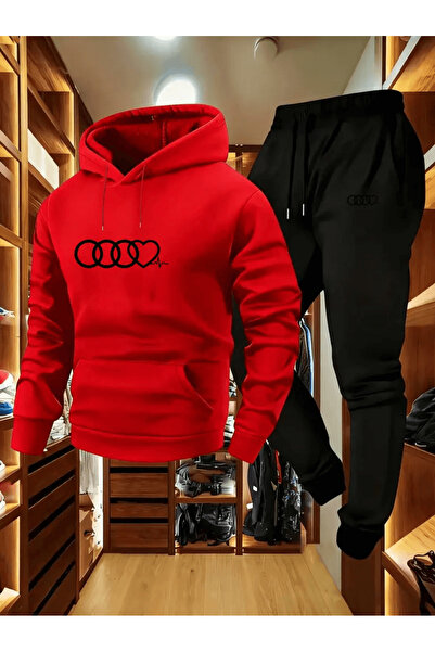 ALEYZA MODA طقم بدلة رياضية للرجال من Four Rings and Heartbeat مطبوع