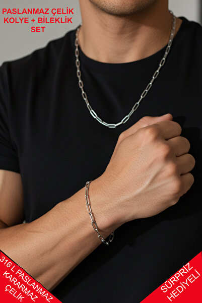 Atolyezone 2 ADET SET 316L PASLANMAZ Ataç Zincir Model Titanyum Ithal Kararma...