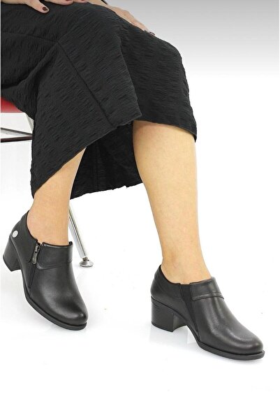 Mammamia D25Ka-3725 Black Genuine Leather Full Orthopedic Women's Casual Daily Shoes