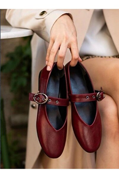 eforia 25021 Burgundy Full Orthopedic Casual Daily Women's Ballet Flats