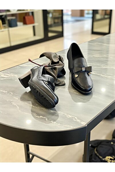 Mammamia D25Ka-3335 Black Genuine Leather Full Orthopedic Women's Casual Daily Shoes