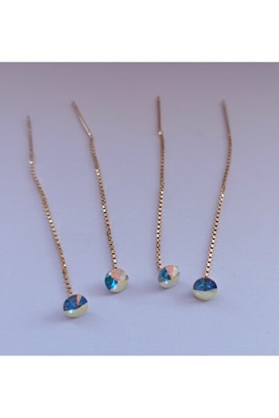 OEM Cercei din argint 925 placați cu aur, cu cristale Swarovski și lanț