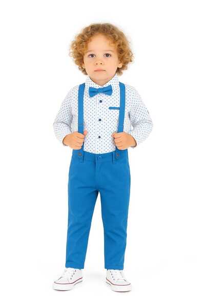 KATIA Baby Boy Pants Suspender Shirt Bow Tie Set |   Stylish Wedding and Special Occasion Combination