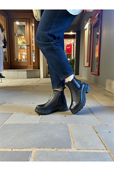 Mammamia D25Kb-1660 Black Genuine Leather Full Orthopedic Daily Women's Boots