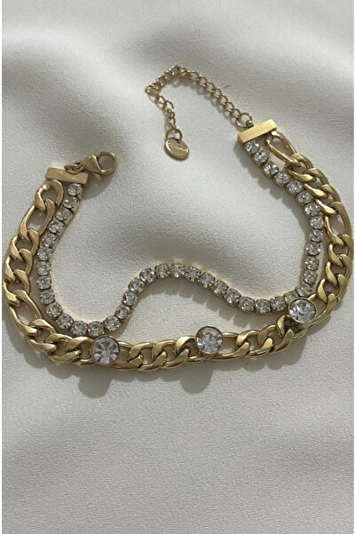 stainless steell İKİ SIRA SU YOLU ZİNCİR KARARMAZ ÇELİK ALTIN RENKLİ BİLEKLİK