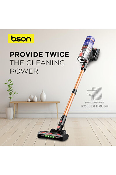 bson Cordless Vacuum Cleaner - 2200mAh, 3-Level Suction (10/15/35 KPA), Smart Touch, Dual Roller, 1.