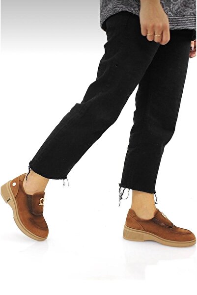 Mammamia D25Ka-7105 Tan Genuine Leather Full Orthopedic Women's Casual Daily Shoes