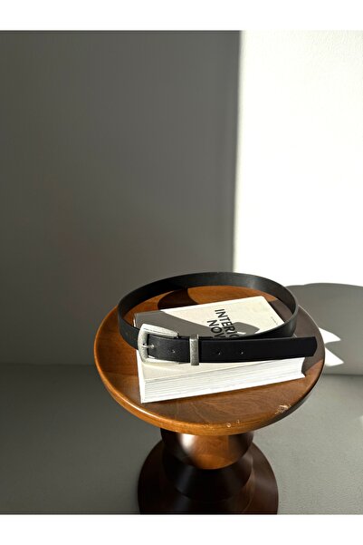 coaksco Women's Silver Antique Buckle Rustic Black Belt