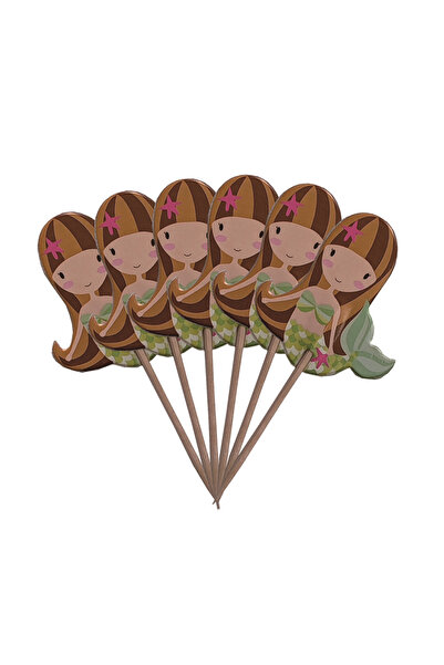 Mirific Party Set de 12 scobitori decorative, verde, 10,5×4,5 cm, sirenă, PPQ...