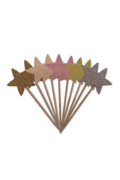 Mirific Party Set de 10 scobitori decorative, multicolore cu sclipici, stea