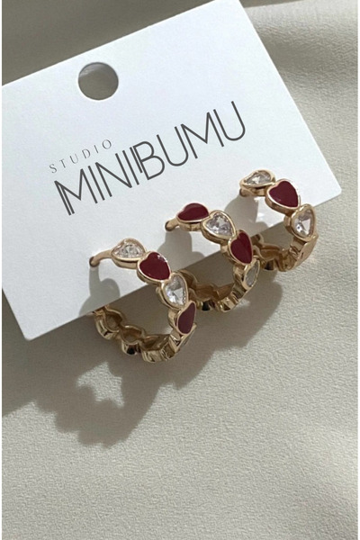 stainless steell 3 Heart Tarnish Free Steel Gold Color Earrings