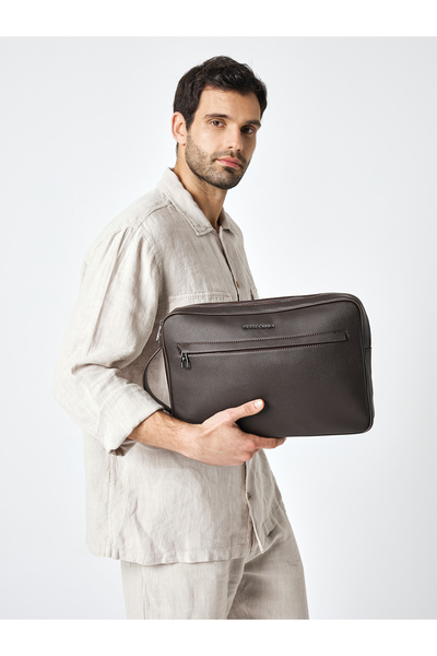 Pierre Cardin Ανδρικός Χαρτοφύλακας Laptop Καφέ με Χειρολαβή και Εσωτερική Τσέπη με Κλείσιμο με φερμουάρ 01PC002022