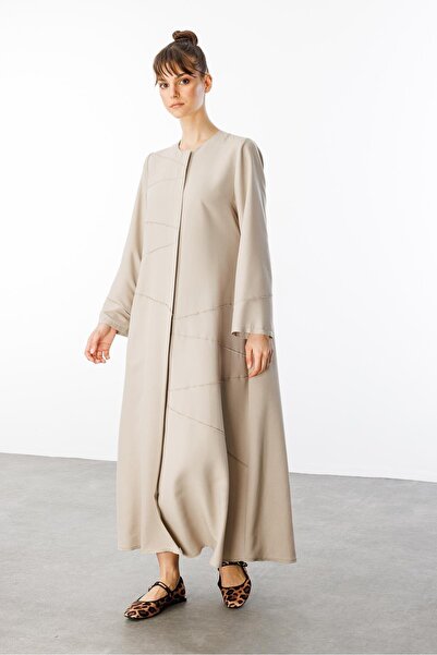 Micca ZV Nervur Aller Dikiş Detaylı İpekçe Doku Zamansız Spor Kap/ Ferace-Taş