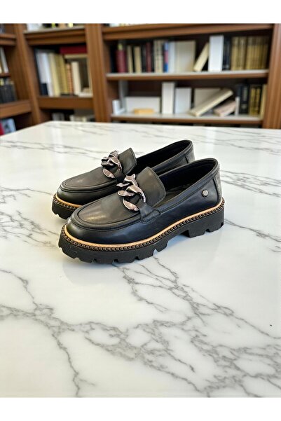 Mammamia D25Ka-3230 Black Genuine Leather Full Orthopedic Women's Casual Daily Shoes