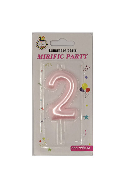 Mirific Party Pink cake candle, 6 cm, number 2