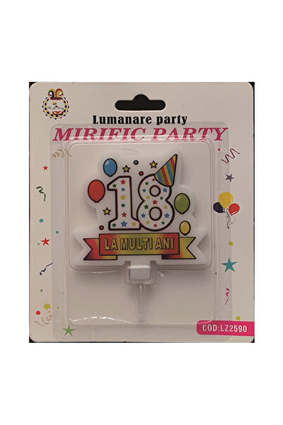 Mirific Party Multicolor cake candle, 6 cm, '18' birthday (coming of age)
