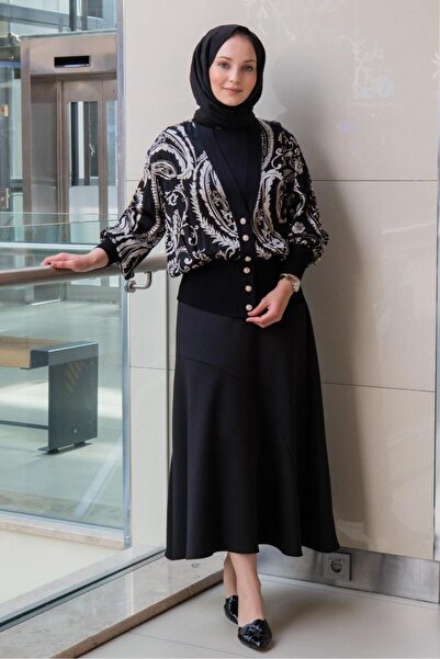 Ghisa Knitwear Combination Patterned Floş Cardigan