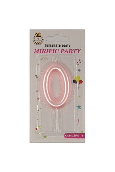 Mirific Party Pink cake candle, 6 cm, digit 0
