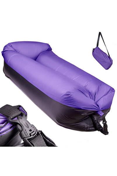 Avex Self-inflating mattress "Lazy Bag" type lounger, 185 x 70cm, color Black-Purple, for camping