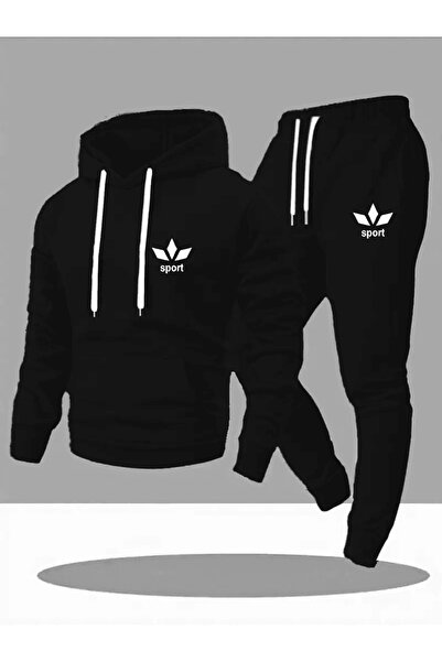 ALEYZA MODA طقم بدلة رياضية للرجال بشعار بغطاء رأس الرياضي