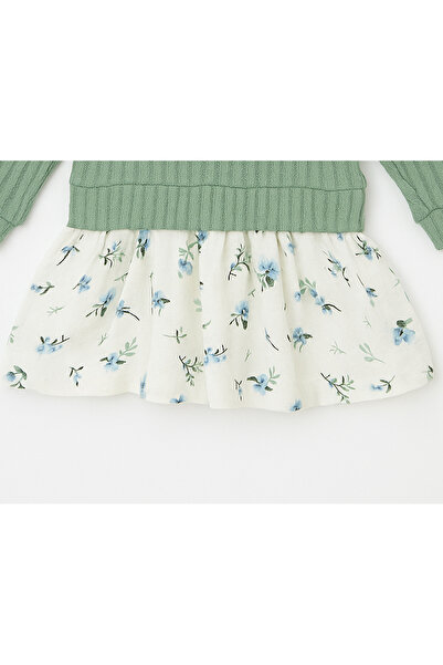 Carmin Baby Peter Pan collar Baby Girl Dress with Floral Pattern