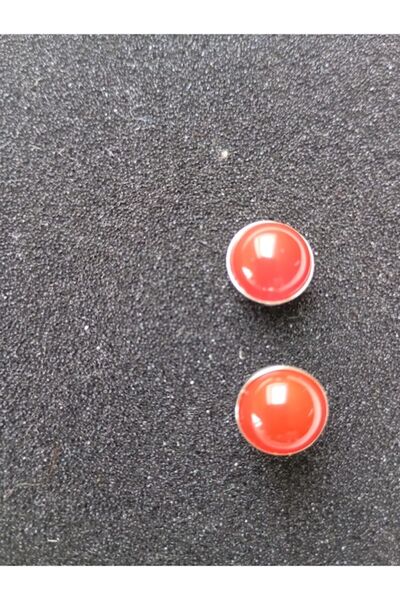 OEM 925 Silver Earrings with 10 mm Carnelian Stone, silicone stopper closure