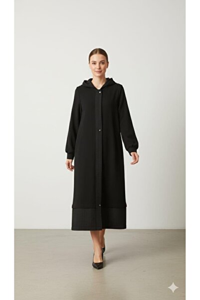 Micca Ray Kapitone Desen Krep Doku Astarlı Spor Trench Kap-Siyah