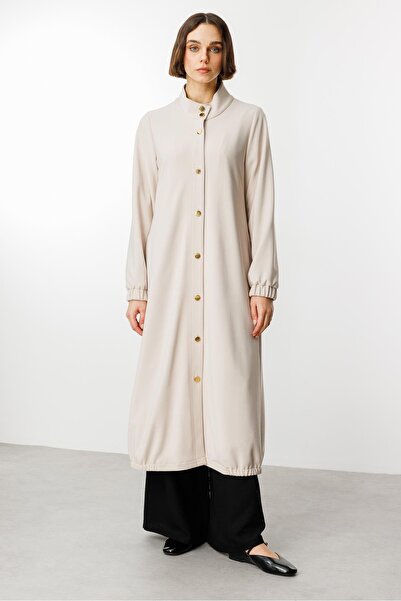 Micca Gold Detay Dökümlü Kumaş Zamansız Spor Trench Kap-Taş