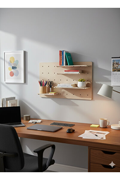 Home model ahşap çocuk odası kare açık raf sistemi Pegboard 80*50*12