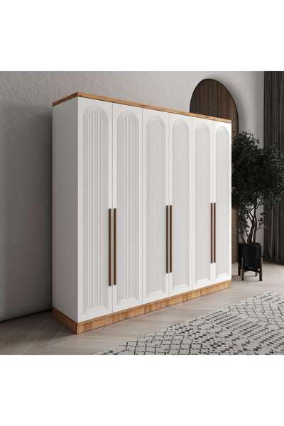 MaceraMobilya Rosa 6 Kapaklı Komple MDF Gardırop